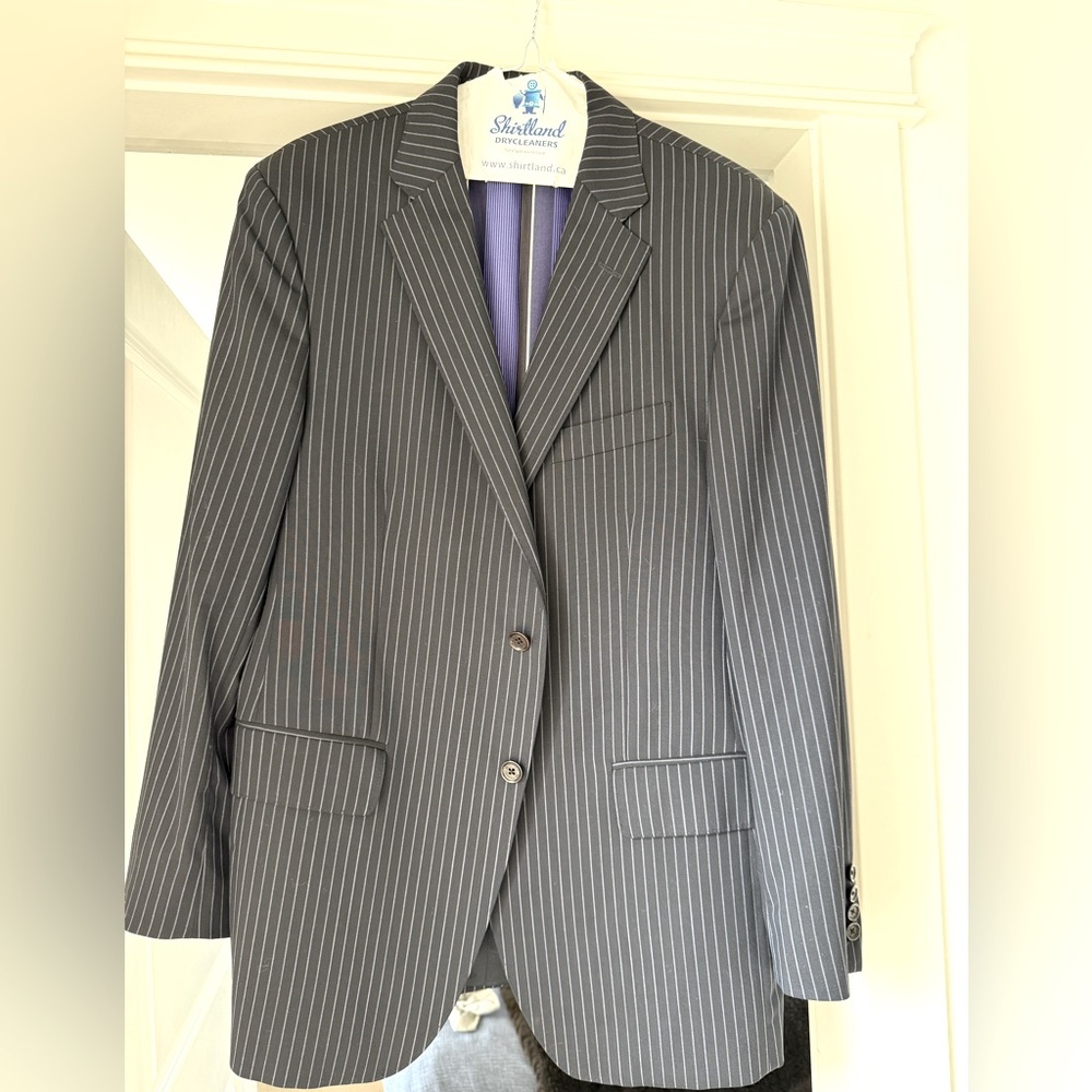 44R Etro Navy Pinstriped Blazer